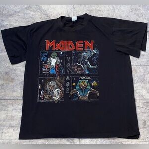 Vintage OG Iron Maiden 1987 Voyage Tour Double Sided Graphic Tee Tshirt L Thrash